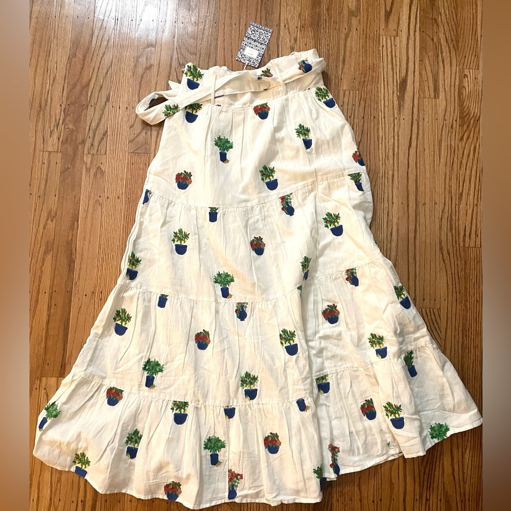 Sézane x Momoni US 8 Lambertine Maxi Skirt with Potted Plant Embroidery - Picture 5 of 6